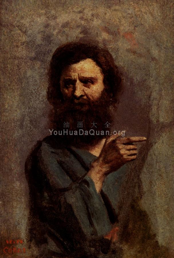 Head Of Bearded Man (A Study For The Baptism Of Christ) - 让·巴蒂斯特·卡米耶·柯罗